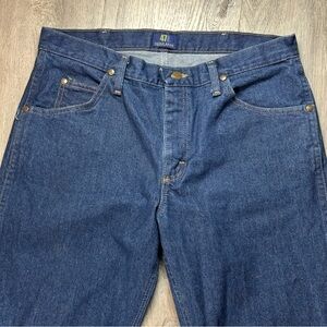 Wrangler 47MWZ Jeans Mens 32x32 Dark Blue Regular Fit Cowboy Cut Denim